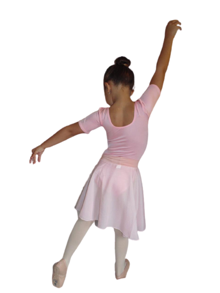 Cap sleeve leotard with wrap chiffon skirt
