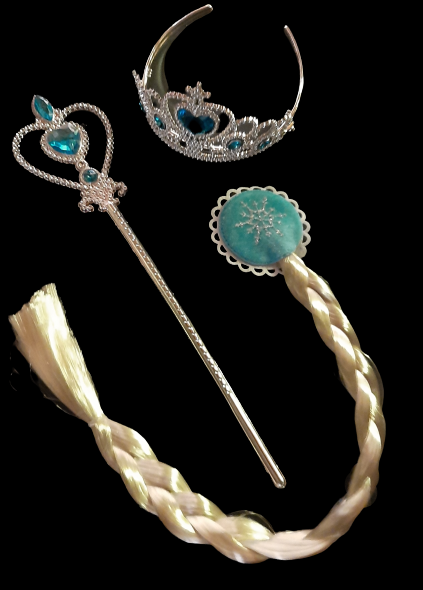 Wand with Blue Jewel and Hair Accessories