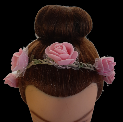 Head Band with Roses – Pink