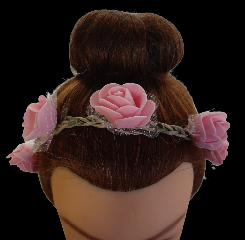 Head Band with Roses – Pink