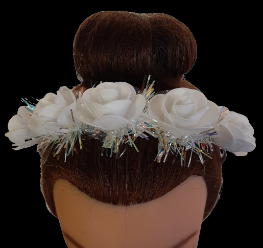 Head Band with Roses – White