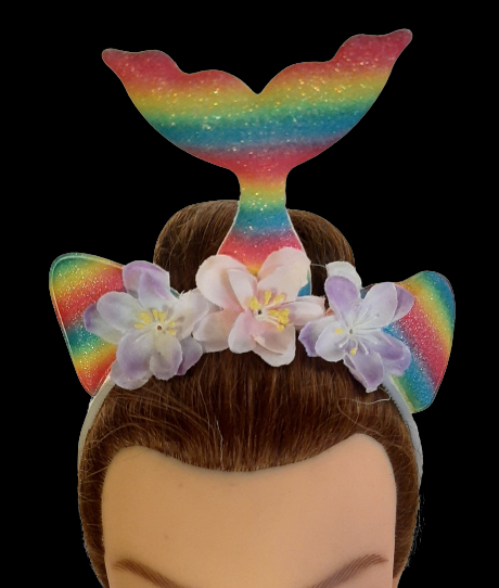 Alice Band Mermaid Tail with Flowers